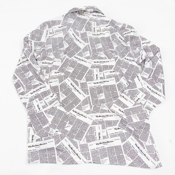 Recliner Newspaper Print Magazine Pajama Top SZ S - Picture 3 of 11